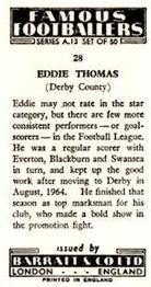 1965-66 Barratt & Co. Famous Footballers (A13) #28 Eddie Thomas Back