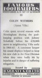 1965-66 Barratt & Co. Famous Footballers (A13) #33 Colin Withers Back