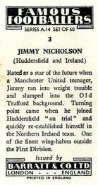 1966-67 Barratt & Co. Famous Footballers (A14) #3 Jim Nicholson Back