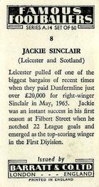 1966-67 Barratt & Co. Famous Footballers (A14) #8 Jackie Sinclair Back