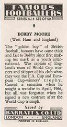 1966-67 Barratt & Co. Famous Footballers (A14) #9 Bobby Moore Back