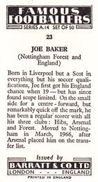 1966-67 Barratt & Co. Famous Footballers (A14) #23 Joe Baker Back