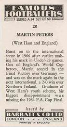 1966-67 Barratt & Co. Famous Footballers (A14) #28 Martin Peters Back