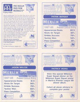 1998-99 Merlin Premier League 99 #NNO Sticker Sheet Back