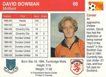 1993-94 Grandstand Footballers #68 David Bowman Back