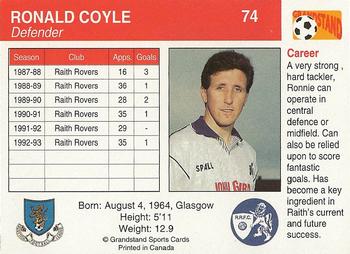 1993-94 Grandstand Footballers #74 Ronald Coyle Back