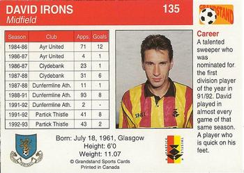 1993-94 Grandstand Footballers #135 David Irons Back