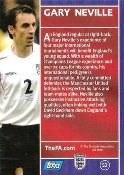2005 Topps England - Red Foil #S2 Gary Neville Back