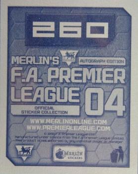 2003-04 Merlin F.A. Premier League 2004 #260 Zoumana Camara Back