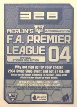 2003-04 Merlin F.A. Premier League 2004 #328 Team Back
