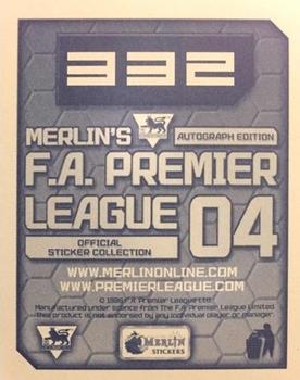 2004 Merlin's F.A. Premier League #332 Chris Kirkland Back