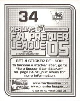 2004-05 Merlin F.A. Premier League 2005 #34 Away Kit Back