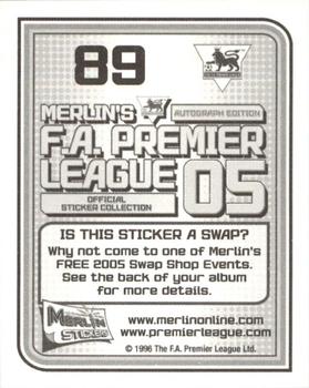 2004-05 Merlin F.A. Premier League 2005 #89 Home Kit Back