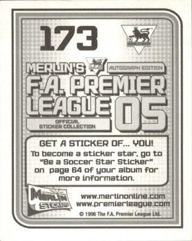 2004-05 Merlin F.A. Premier League 2005 #173 Home Kit Back