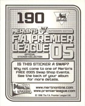 2004-05 Merlin F.A. Premier League 2005 #190 Scott Parker Back