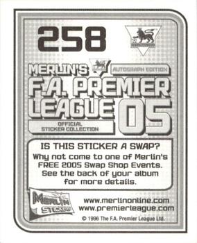 2004-05 Merlin F.A. Premier League 2005 #258 Away Kit Back