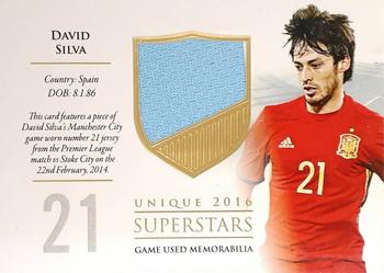 2016 Futera Unique World Football - Superstars #SS44 David Silva Front