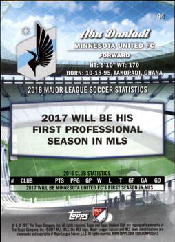 2017 Stadium Club MLS - Silver Ice #94 Abu Danladi Back