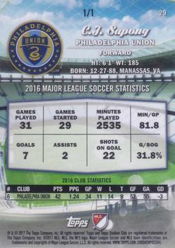 2017 Stadium Club MLS - Sepia #29 C.J. Sapong Back