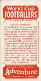 1958 D.C. Thomson Adventure World Cup Footballers #2 Roger Piantoni Back