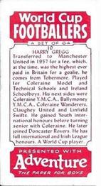 1958 D.C. Thomson Adventure World Cup Footballers #10 Harry Gregg Back