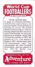 1958 D.C. Thomson Adventure World Cup Footballers #11 Peter McParland Back