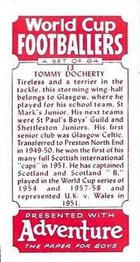 1958 D.C. Thomson Adventure World Cup Footballers #13 Tommy Docherty Back