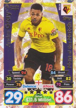 2017-18 Topps Match Attax Premier League Extra - Man of the Match #MA36 Andre Gray Front