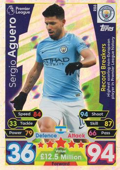 2017-18 Topps Match Attax Premier League Extra - Record Breakers #RB8 Sergio Aguero Front