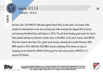 2018 Topps Now MLS #26 David Villa Back