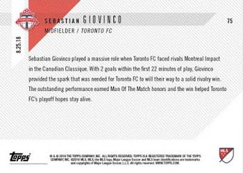 2018 Topps Now MLS #75 Sebastian Giovinco Back