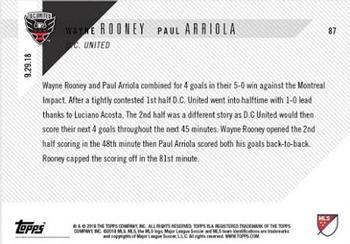 2018 Topps Now MLS #87 Wayne Rooney / Paul Arriola Back