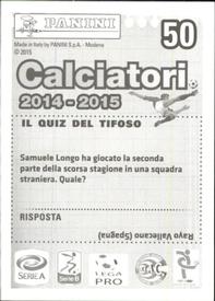 2014-15 Panini Calciatori Stickers #50 Samuele Longo Back