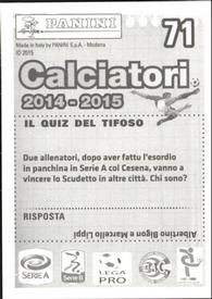2014-15 Panini Calciatori Stickers #71 Carlos Carbonero Back