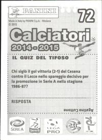 2014-15 Panini Calciatori Stickers #72 Franco Brienza Back