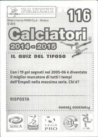 2014-15 Panini Calciatori Stickers #116 Matteo Bianchetti Back