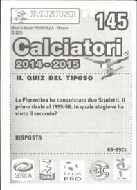 2014-15 Panini Calciatori Stickers #145 David Pizarro Back