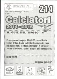 2014-15 Panini Calciatori Stickers #214 Andrea Ranocchia Back