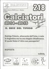 2014-15 Panini Calciatori Stickers #218 Marco Andreolli Back