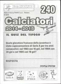 2014-15 Panini Calciatori Stickers #240 Andrea Barzagli Back