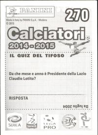 2014-15 Panini Calciatori Stickers #270 Michael Ciani Back