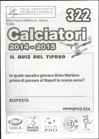 2014-15 Panini Calciatori Stickers #322 Camilo Zuniga Back