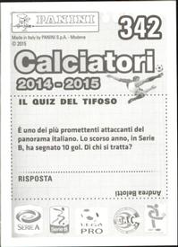 2014-15 Panini Calciatori Stickers #342 Stefano Sorrentino Back