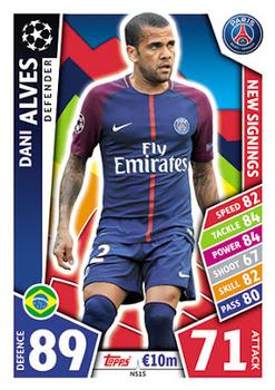 2017-18 Topps Match Attax UEFA Champions League - New Signings #NS15 Dani Alves Front