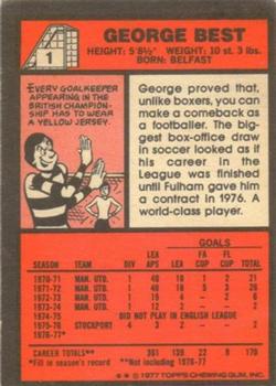 1977-78 Topps Footballer English (Red Backs) #1 George Best Back