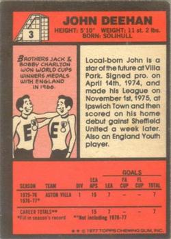 1977-78 Topps Footballer English (Red Backs) #3 John Deehan Back