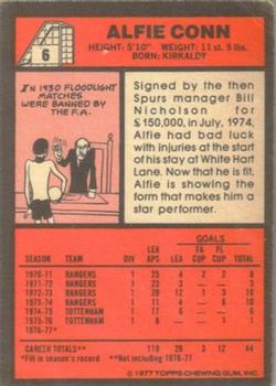1977-78 Topps Footballer English (Red Backs) #6 Alfie Conn Back