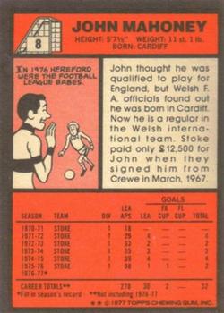 1977-78 Topps Footballer English (Red Backs) #8 John Mahoney Back