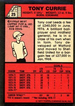1977-78 Topps Footballer English (Red Backs) #25 Tony Currie Back