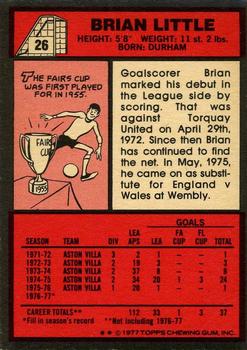 1977-78 Topps Footballer English (Red Backs) #26 Brian Little Back